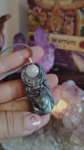 Load and play video in Gallery viewer, Bastet, Egyptian Cat Goddess Necklace | Moonstone | Bast Small Statue Art Figurine
