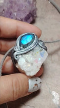 Load and play video in Gallery viewer, Arcturian Starseed Necklace | Angel Aura Quartz &amp; Labradorite Pendant | Arcturus Galaxy Origins Jewelry
