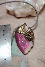 Load image into Gallery viewer, St Brigid Celtic Goddess of Sacred Flame | Fire Opal &amp; Rose Aura Quartz Pendant |  Pagan, Celtic, Irish Jewelry
