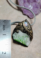 Load image into Gallery viewer, PREORDER Sound Healing Crystal Necklace | Mexican Fire Opal &amp; Green Aura Quartz | High Frequency Lightworker Tools

