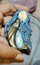 Load image into Gallery viewer, PREORDER Cosmic Blue Whale Goddess Spirit Necklace | Moonstone &amp; Labradorite Crystal Pendant | Divine Feminine Jewelry
