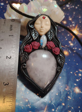 Load image into Gallery viewer, PREORDER Love Witch. Aphrodite Goddess Statue Figurine Necklace | Rose Quartz, Moonstone | Divine Feminine Jewelry
