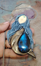 Load image into Gallery viewer, PREORDER Cosmic Blue Whale Goddess Spirit Necklace | Moonstone &amp; Labradorite Crystal Pendant | Divine Feminine Jewelry
