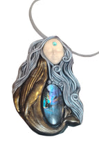 Load image into Gallery viewer, PREORDER Cosmic Blue Whale Goddess Spirit Necklace | Labradorite Crystal Pendant | Divine Feminine Jewelry
