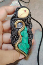 Load image into Gallery viewer, PREORDER Ayahuasca Yage Spirit Necklace | Shamanic Healing Sacred Plants Psychedelic Jewelry  MALACHITE
