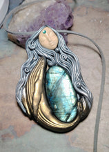 Load image into Gallery viewer, PREORDER Cosmic Blue Whale Goddess Spirit Necklace | Labradorite Crystal Pendant | Divine Feminine Jewelry
