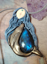 Load image into Gallery viewer, PREORDER Cosmic Blue Whale Goddess Spirit Necklace | Moonstone &amp; Labradorite Crystal Pendant | Divine Feminine Jewelry
