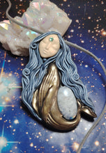 Load image into Gallery viewer, PREORDER Cosmic Blue Whale Goddess Spirit Necklace | Moonstone Crystal Pendant | Divine Feminine Jewelry
