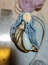 Load image into Gallery viewer, PREORDER Cosmic Blue Whale Goddess Spirit Necklace | Moonstone &amp; Labradorite Crystal Pendant | Divine Feminine Jewelry
