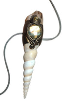 Load image into Gallery viewer, PREORDER Mermaid Crown Seashell Pendant | Labradorite Siren Necklace | Sea Witch Jewelry
