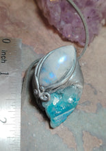 Load image into Gallery viewer, PREORDER Lucid Dreaming Necklace | Aqua Aura Quartz &amp; Moonstone | Astral Projection, Out of Body, Dream Recall Jewelry
