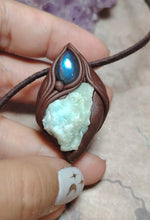 Load image into Gallery viewer, Lemurian Starseed  Hemimorphite  Crystal Necklace  | Light Codes Activation Pendant
