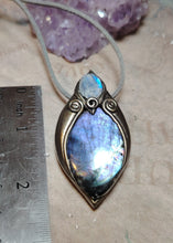 Load image into Gallery viewer, PREORDER The High Priestess | Purple Labradorite, Divine Feminine Art Necklace | Spectrolite &amp; Moonstone Pendant
