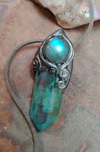 Load image into Gallery viewer, Indigo Starseed Necklace | Aqua Aura Quartz Crystal &amp; Blue Labradorite  Pendant | Soul Awakening Jewelry
