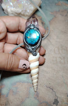 Load image into Gallery viewer, PREORDER Mermaid Crown Seashell Pendant | Labradorite Siren Necklace | Sea Witch Jewelry
