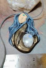 Load image into Gallery viewer, PREORDER Cosmic Blue Whale Goddess Spirit Necklace | Moonstone Crystal Pendant | Divine Feminine Jewelry
