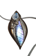 Load image into Gallery viewer, PREORDER The High Priestess | Purple Labradorite, Divine Feminine Art Necklace | Spectrolite &amp; Moonstone Pendant
