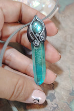 Load image into Gallery viewer, PREORDER Indigo Starseed Necklace | Aqua Aura Quartz Crystal &amp; Blue Labradorite  Pendant | Soul Awakening Jewelry
