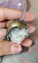 Load image into Gallery viewer, Dolphin Spirit Animal Necklace | Angel Aqua Aura Quartz | Sirius Starseed Jewelry
