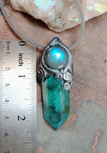 Load image into Gallery viewer, Indigo Starseed Necklace | Aqua Aura Quartz Crystal &amp; Blue Labradorite  Pendant | Soul Awakening Jewelry
