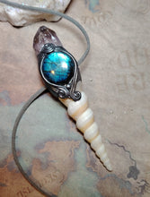 Load image into Gallery viewer, PREORDER Mermaid Crown Seashell Pendant | Labradorite Siren Necklace | Sea Witch Jewelry

