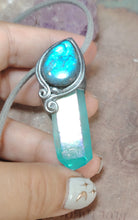 Load image into Gallery viewer, Indigo Starseed Necklace | Aqua Aura Quartz Crystal &amp; Blue Labradorite  Pendant | Soul Awakening Jewelry
