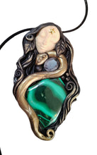 Load image into Gallery viewer, PREORDER Ayahuasca Yage Spirit Necklace | Shamanic Healing Sacred Plants Psychedelic Jewelry  MALACHITE
