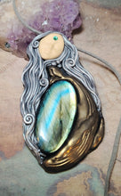 Load image into Gallery viewer, PREORDER Cosmic Blue Whale Goddess Spirit Necklace | Labradorite Crystal Pendant | Divine Feminine Jewelry
