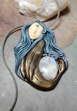 Load image into Gallery viewer, PREORDER Cosmic Blue Whale Goddess Spirit Necklace | Moonstone Crystal Pendant | Divine Feminine Jewelry
