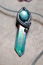 Load image into Gallery viewer, PREORDER Indigo Starseed Necklace | Aqua Aura Quartz Crystal &amp; Blue Labradorite  Pendant | Soul Awakening Jewelry
