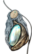 Load image into Gallery viewer, PREORDER Cosmic Blue Whale Goddess Spirit Necklace | Labradorite Crystal Pendant | Divine Feminine Jewelry
