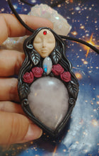 Load image into Gallery viewer, PREORDER Love Witch. Aphrodite Goddess Statue Figurine Necklace | Rose Quartz, Moonstone | Divine Feminine Jewelry
