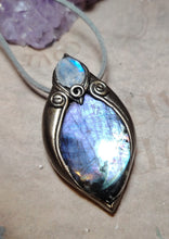 Load image into Gallery viewer, PREORDER The High Priestess | Purple Labradorite, Divine Feminine Art Necklace | Spectrolite &amp; Moonstone Pendant
