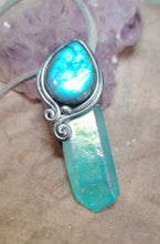 Load image into Gallery viewer, Indigo Starseed Necklace | Aqua Aura Quartz Crystal &amp; Blue Labradorite  Pendant | Soul Awakening Jewelry
