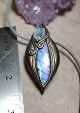 Load image into Gallery viewer, PREORDER The High Priestess | Purple Labradorite, Divine Feminine Art Necklace | Spectrolite &amp; Moonstone Pendant
