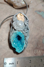 Load image into Gallery viewer, PREORDER Crone, Moon Triple Goddess Witchy Necklace | Aura Quartz &amp; Moonstone | Pagan Sacred Jewelry
