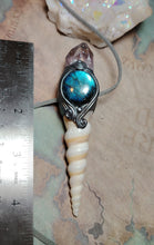 Load image into Gallery viewer, PREORDER Mermaid Crown Seashell Pendant | Labradorite Siren Necklace | Sea Witch Jewelry
