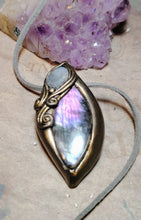 Load image into Gallery viewer, PREORDER The High Priestess | Purple Labradorite, Divine Feminine Art Necklace | Spectrolite &amp; Moonstone Pendant
