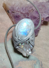 Load image into Gallery viewer, Guardian Angel Necklace | Angel Aura Quartz &amp; Rainbow Moonstone |  Angelic Archangelic Healing Protection Jewelry
