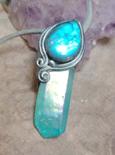 Load image into Gallery viewer, Indigo Starseed Necklace | Aqua Aura Quartz Crystal &amp; Blue Labradorite  Pendant | Soul Awakening Jewelry
