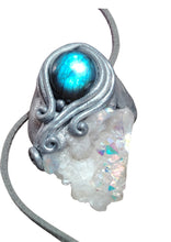 Load image into Gallery viewer, Arcturian Starseed Necklace | Angel Aura Quartz &amp; Labradorite Pendant | Arcturus Galaxy Origins Jewelry

