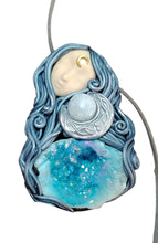Load image into Gallery viewer, Crone, Moon Triple Goddess Witchy Necklace | Aura Quartz &amp; Moonstone | Pagan Sacred Jewelry
