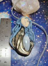 Load image into Gallery viewer, PREORDER Cosmic Blue Whale Goddess Spirit Necklace | Moonstone Crystal Pendant | Divine Feminine Jewelry
