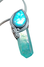 Load image into Gallery viewer, Indigo Starseed Necklace | Aqua Aura Quartz Crystal &amp; Blue Labradorite  Pendant | Soul Awakening Jewelry

