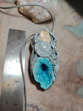 Load image into Gallery viewer, PREORDER Crone, Moon Triple Goddess Witchy Necklace | Aura Quartz &amp; Moonstone | Pagan Sacred Jewelry
