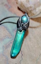 Load image into Gallery viewer, PREORDER Indigo Starseed Necklace | Aqua Aura Quartz Crystal &amp; Blue Labradorite  Pendant | Soul Awakening Jewelry
