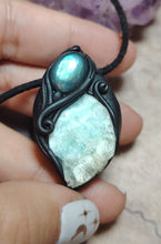 Load image into Gallery viewer, Sirian Starseed Necklace | Raw Blue Hemimorphite Specimen Pendant  | Sirius Constellation Ascension Jewelry
