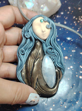 Load image into Gallery viewer, PREORDER Cosmic Blue Whale Goddess Spirit Necklace | Moonstone Crystal Pendant | Divine Feminine Jewelry
