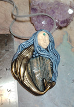 Load image into Gallery viewer, PREORDER Cosmic Blue Whale Goddess Spirit Necklace | Moonstone &amp; Labradorite Crystal Pendant | Divine Feminine Jewelry
