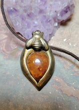 Load image into Gallery viewer, PREORDER Sacred Queen Bee Necklace! | Carnelian Pendant | Gold Honey Bee Jewelry

